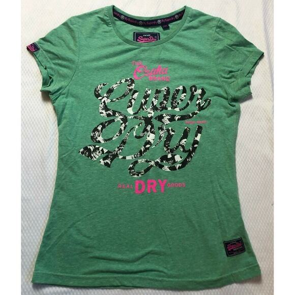 Superdry Women’s The Osaka Brand Green Short Sleeve Tee Shirt Size M - Picture 1 of 6